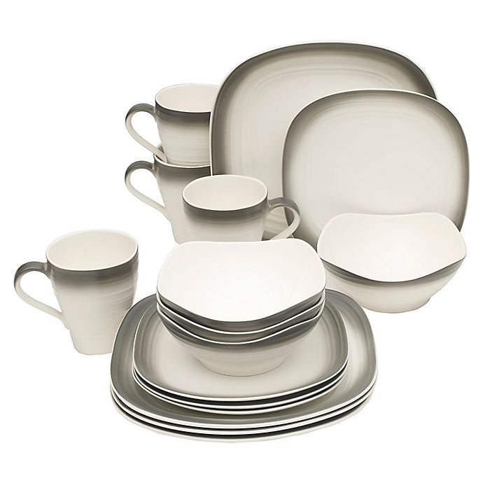 slide 2 of 2, Mikasa Swirl Ombre Square Dinnerware Set - Graphite, 16 ct