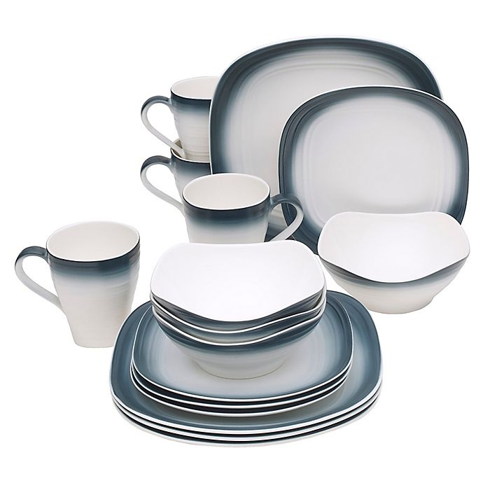 slide 2 of 2, Mikasa Swirl Ombre Square Dinnerware Set - Blue, 16 ct