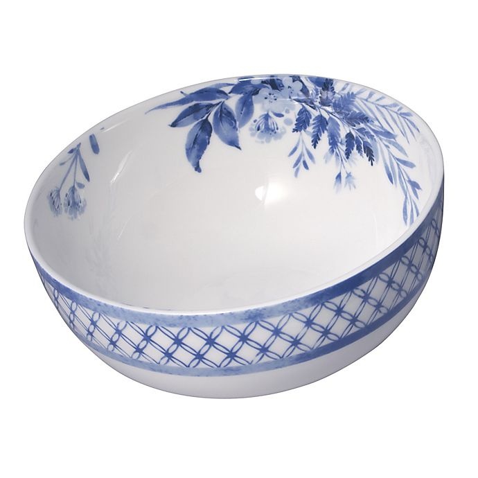 slide 5 of 6, Mikasa Kiley Dinnerware Set - White/Blue, 16 ct