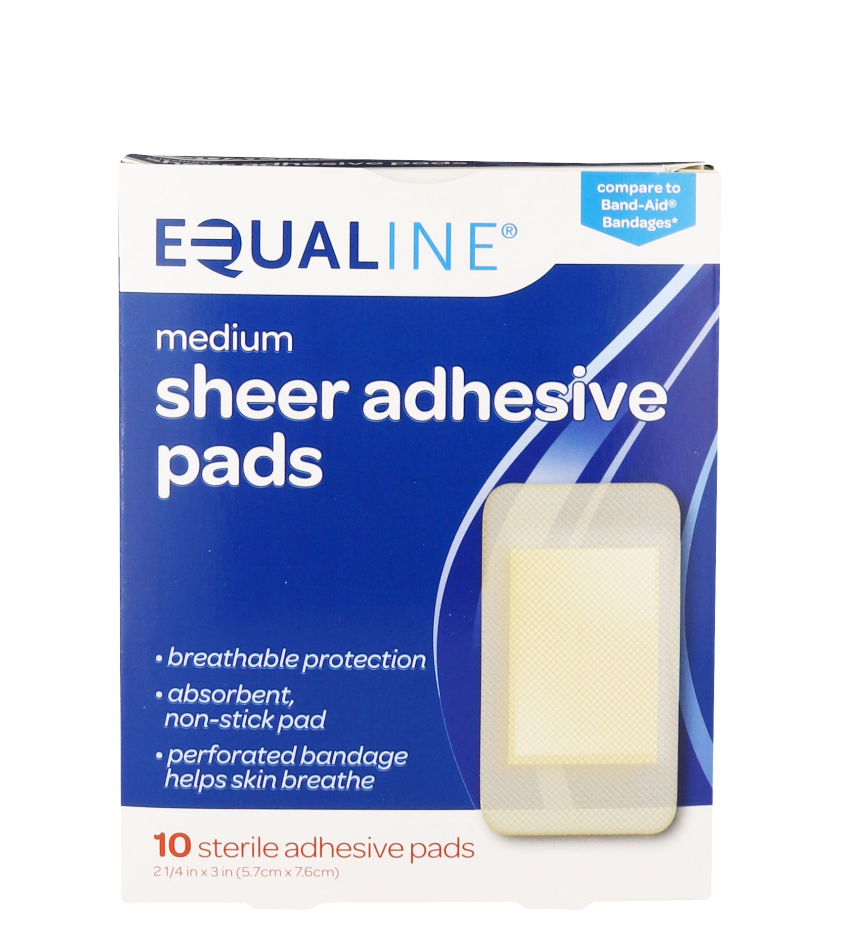 slide 1 of 1, Equaline Medium Sheer Adhesive Pads, 10 ct