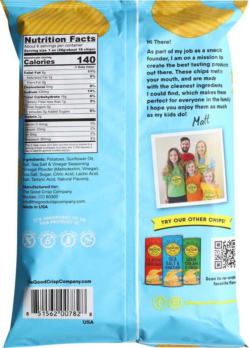 slide 12 of 13, The Good Crisp Company Crinkle Cut Sea Salt & Vinegar Potato Chips 5.5 oz, 5.5 oz