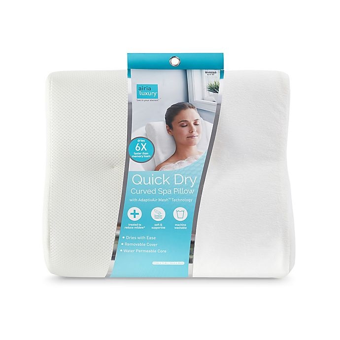 slide 2 of 4, Airia Luxury Quick Dry Curved Spa Pillow - White, 2 ct
