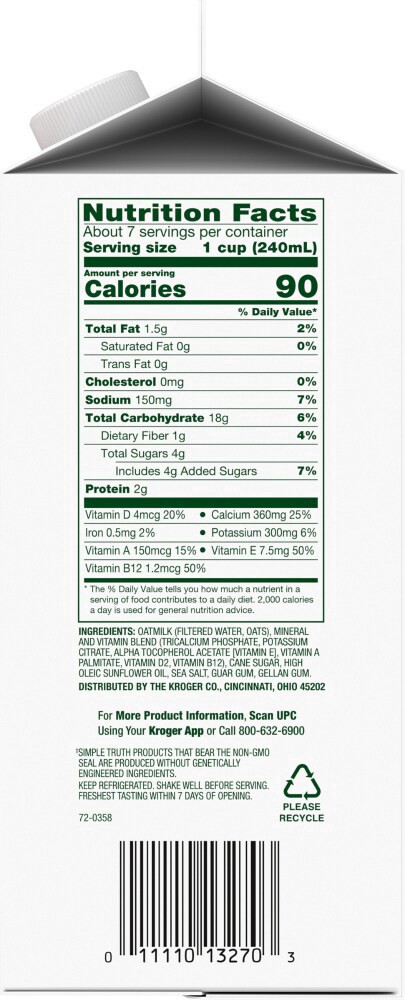 slide 3 of 5, Simple Truth Oat Milk, 59 fl oz