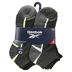 Reebok Men's Quarter Cut Socks, Black/yellow, Size 10-13, 6 Pack