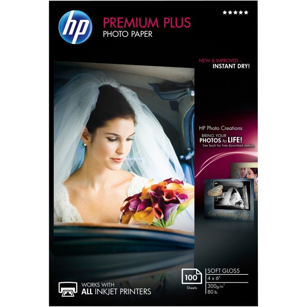 slide 2 of 4, HP Premium Plus Soft-Gloss Photo Paper, 100 ct