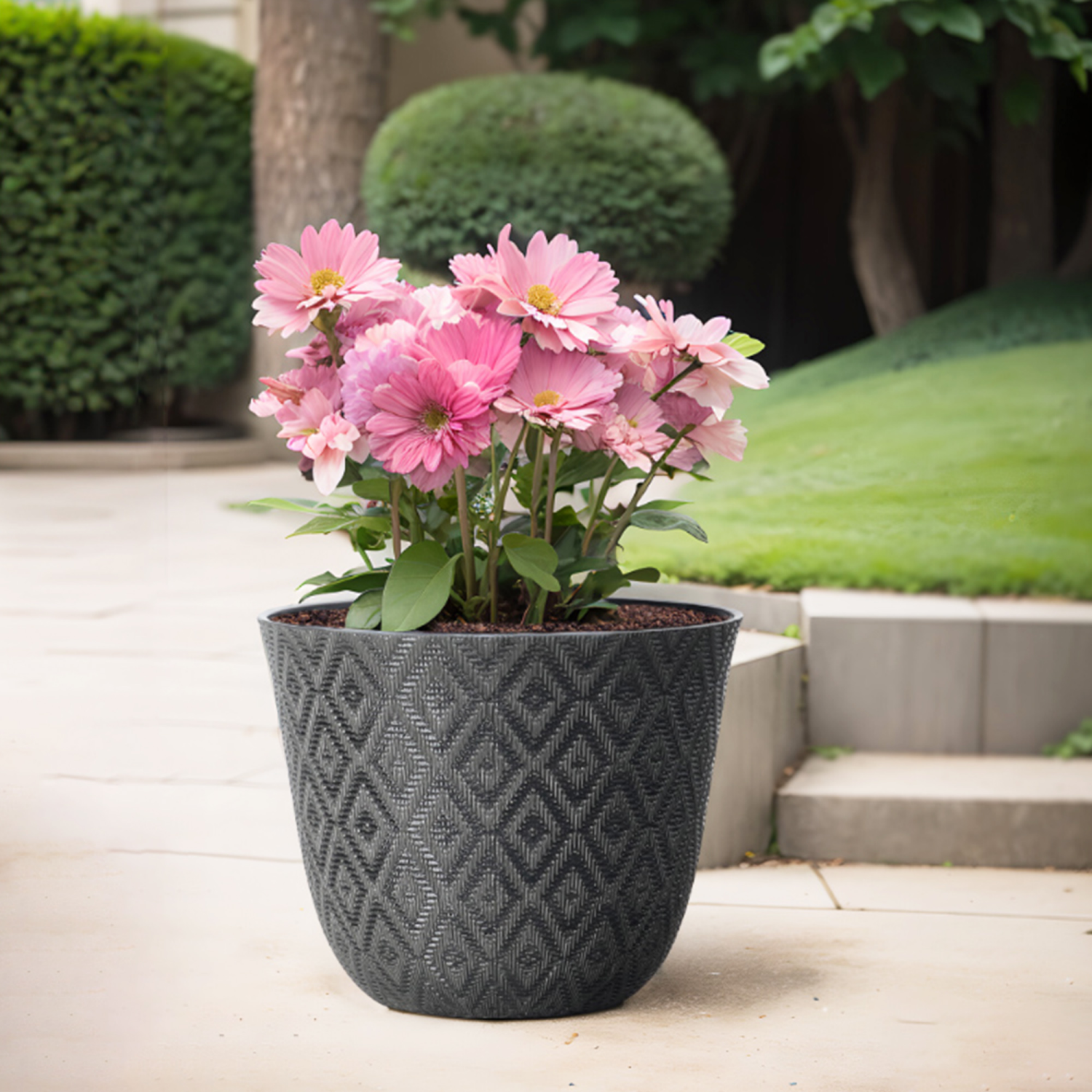 slide 3 of 5, Diamond Weave Planter,17.6 in×14.6 in, Charcoal, 17.6 in