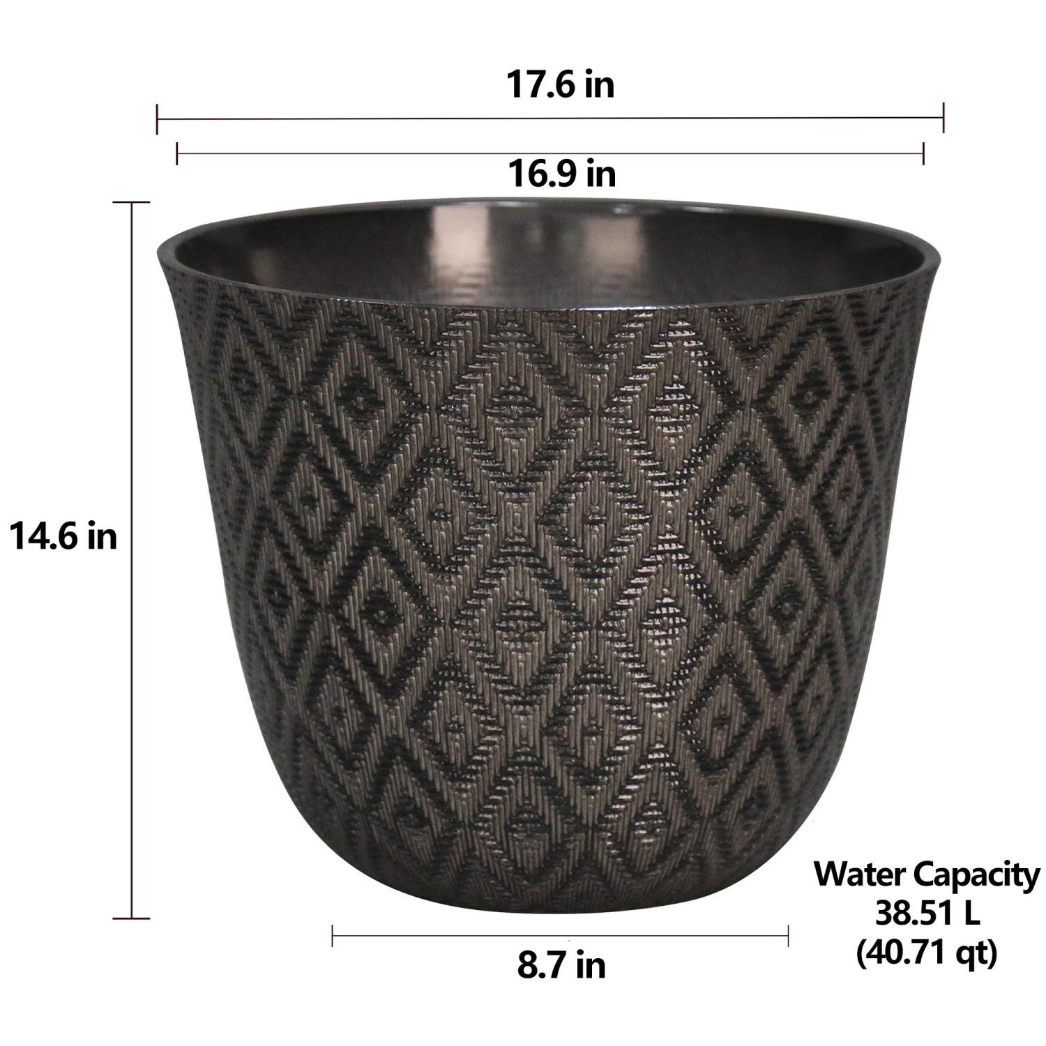 slide 4 of 5, Diamond Weave Planter,17.6 in×14.6 in, Charcoal, 17.6 in