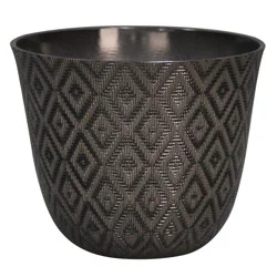 Resin Diamond Weave Planter, Charcoal, 17.6" × 17.6" × 14.6"