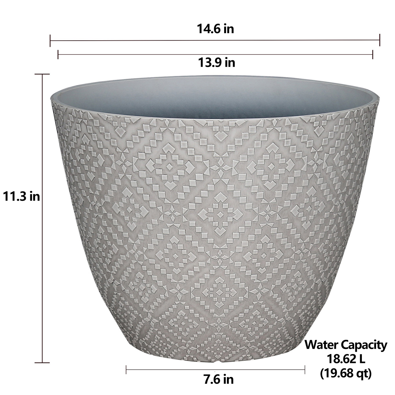 slide 2 of 5, Dylan Planter, 14.6 in×11.3 in, White, 14.6 in