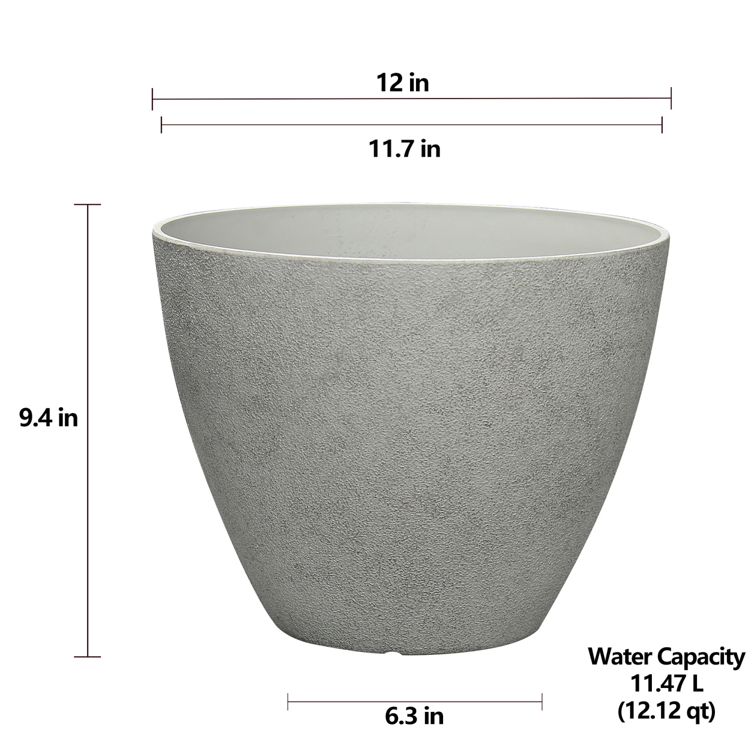 slide 4 of 4, Faux Concrete Planter, 12 in x 9.4 in, Stone, 12 in