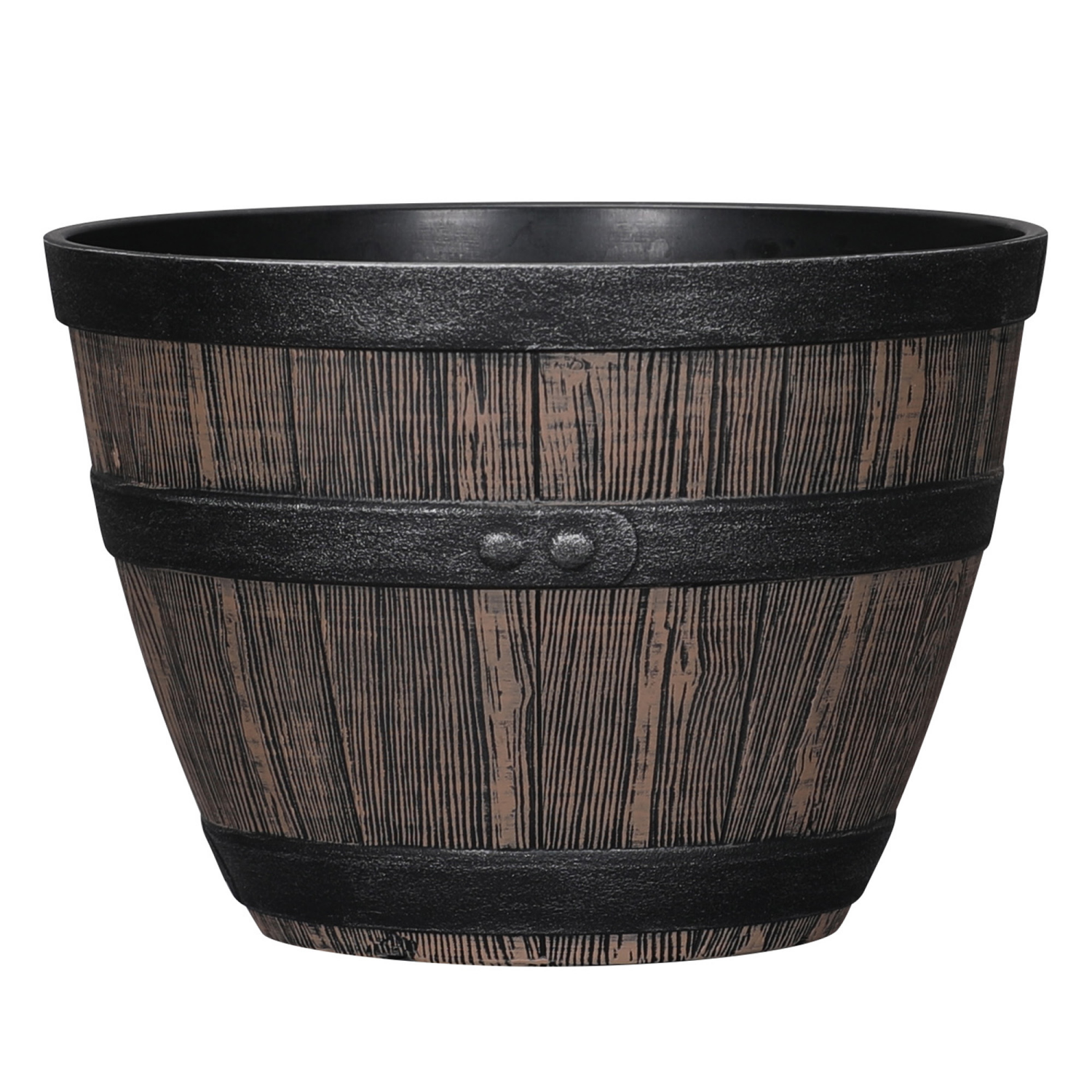 slide 1 of 4, Whiskey Barrel Planter, 12 in x 7.8 in, Brown, 12 in