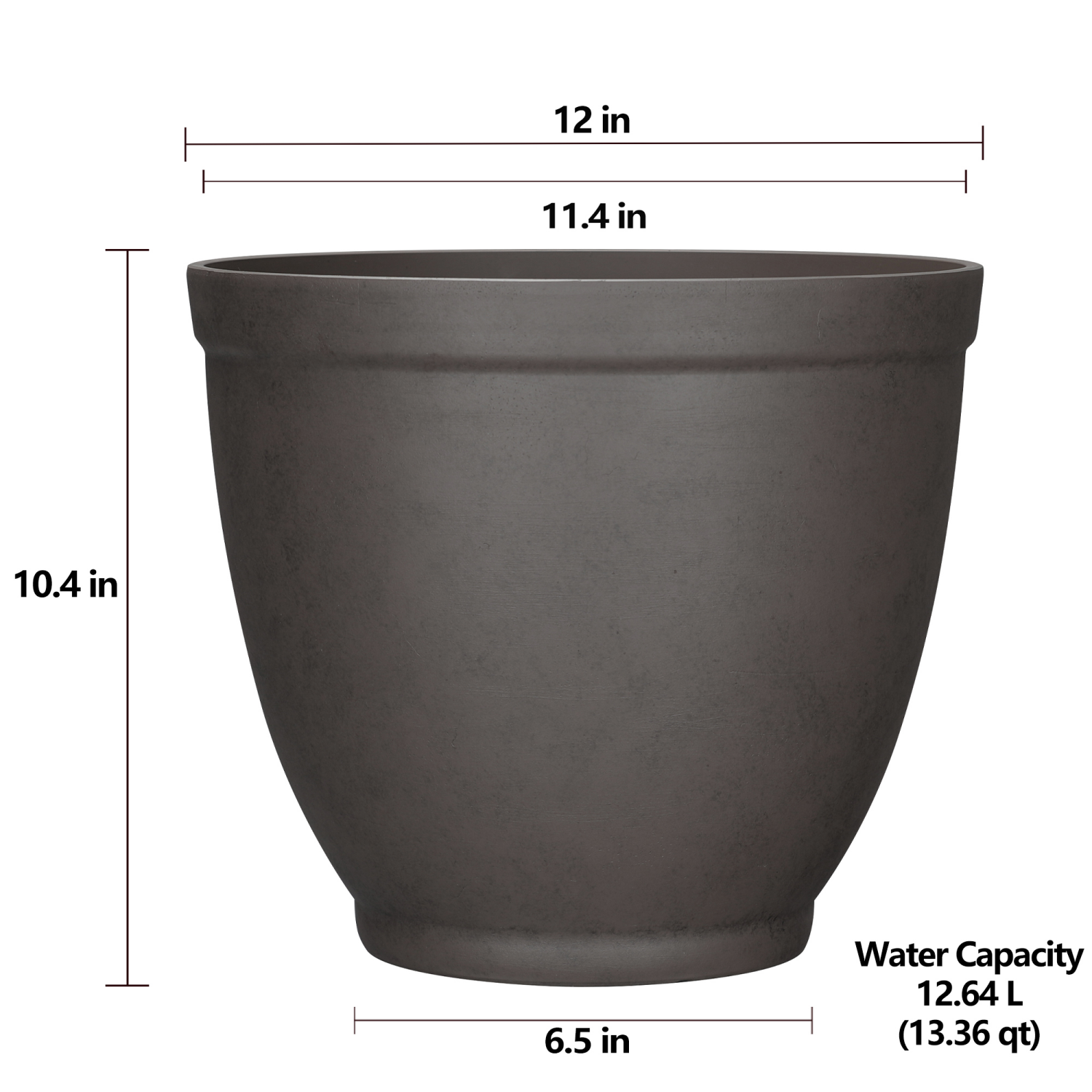 slide 4 of 4, Somero Matte Finish Planter, 12 in x 10.4 in, Mocha, 12 in