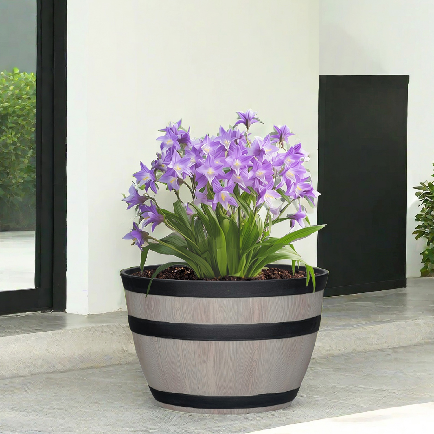 slide 3 of 4, Whiskey Barrel Planter, 12 in x 7.8 in, Ash, 12 in