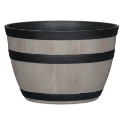 Whiskey Barrel Planter, 12 in x 7.8 in, Ash