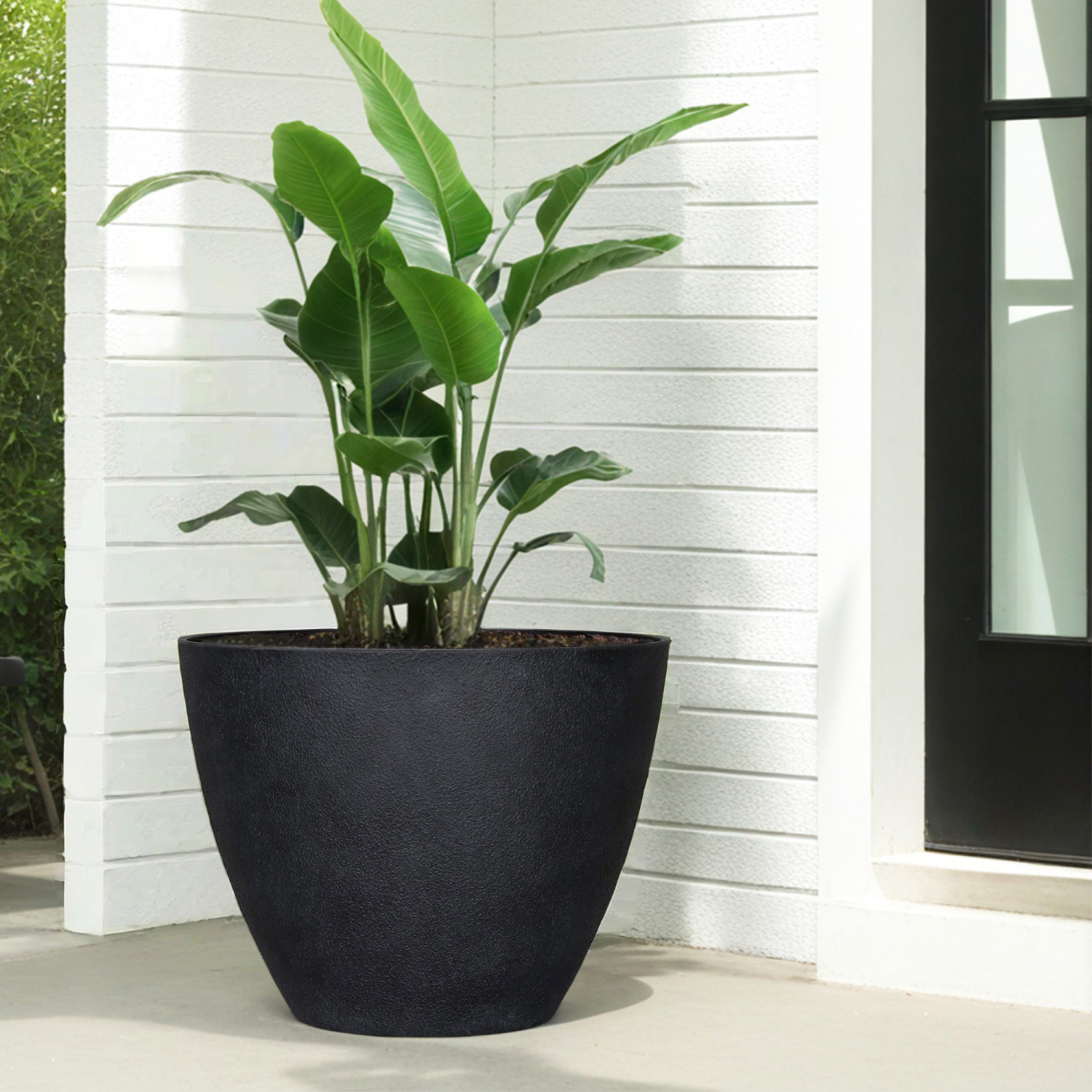 slide 3 of 4, Faux Concrete Planter, 17.3 in x 14.5 in, Black, 17.3 in