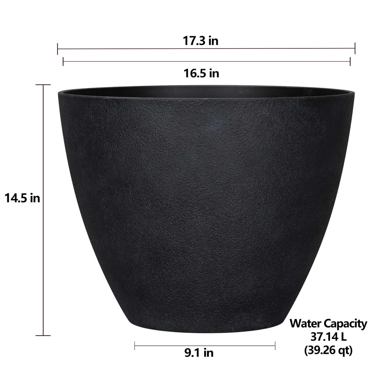 slide 4 of 4, Faux Concrete Planter, 17.3 in x 14.5 in, Black, 17.3 in