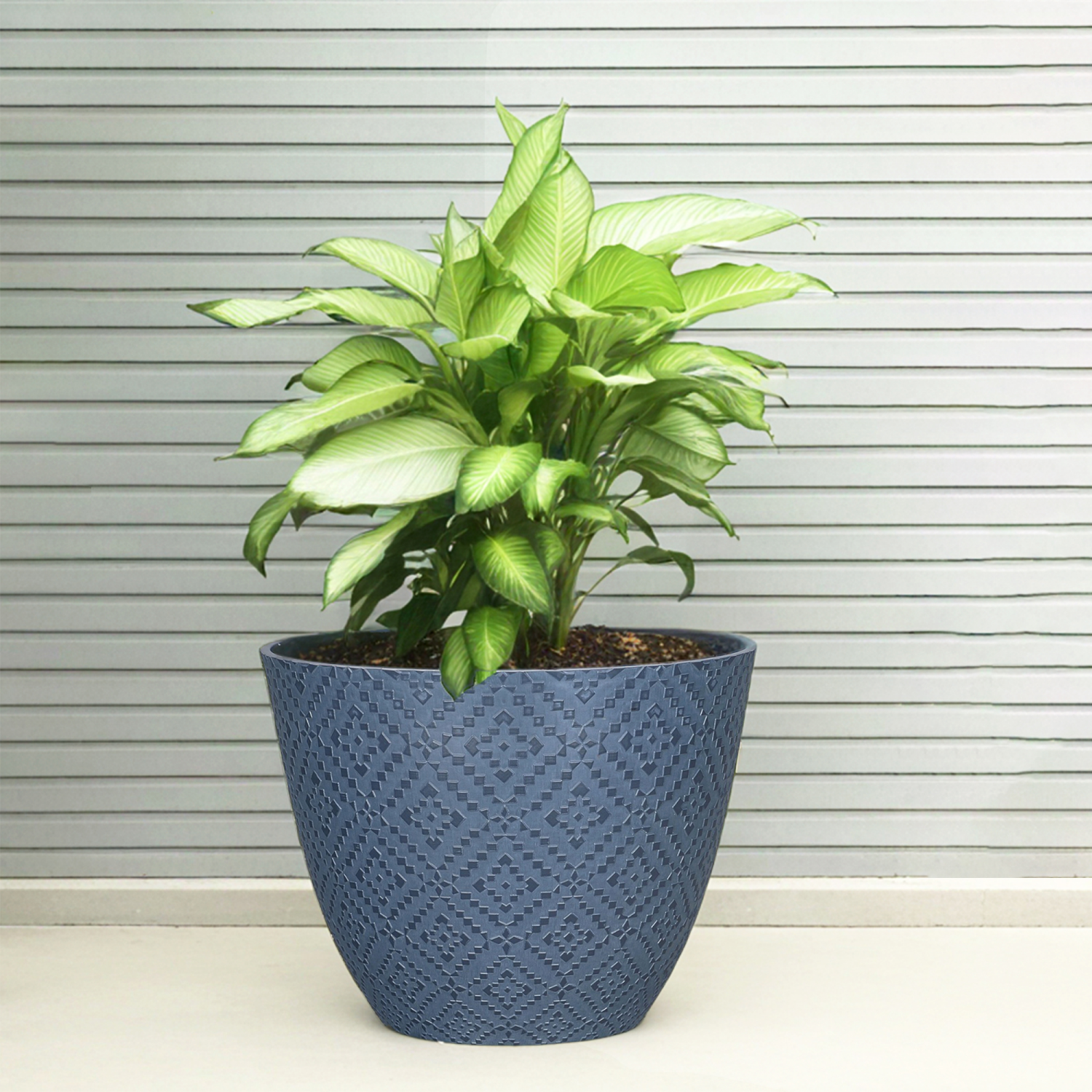 slide 3 of 4, Dylan Wash Finish Planter, 12 in x 9.1 in, Blue, 12 in