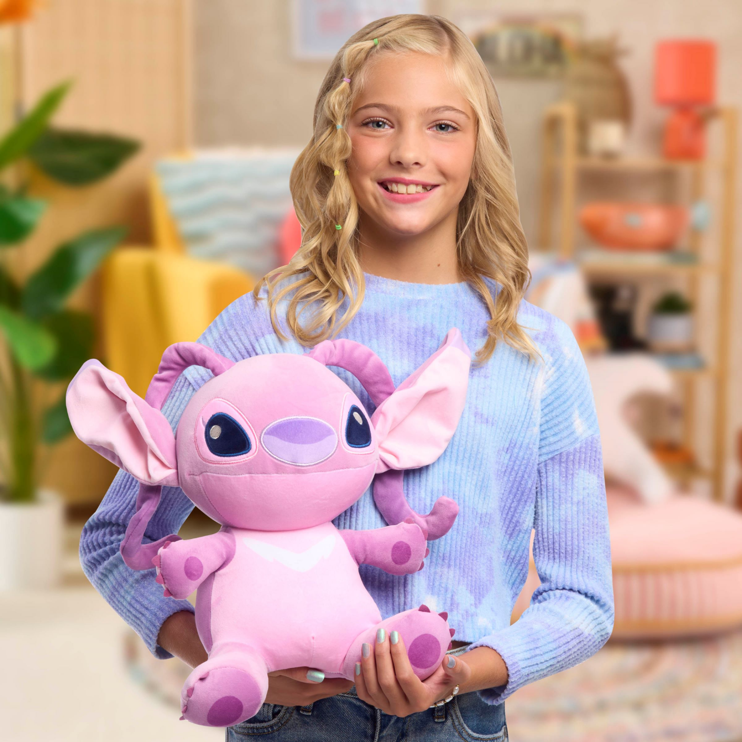 slide 2 of 2, Disney Stitch Comfort Weighted Plush Angel, 14-inch Stuffed Animal, Alien, Pink, 1 ct