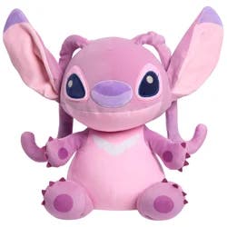 Disney Stitch Comfort Weighted Plush Angel, 14-inch Stuffed Animal, Alien, Pink