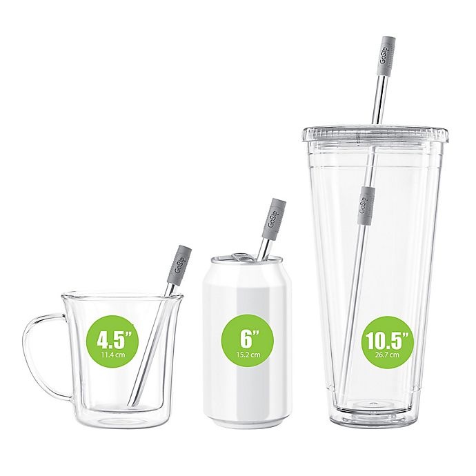 slide 9 of 10, Final Touch GoSip Stainless Steel Sip Straw Set - Grey, 6 ct