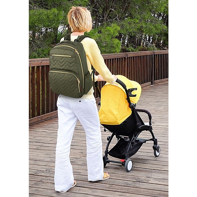 slide 7 of 8, Fisher-Price Quilted Backpack Diaper Bag - Olive, 1 ct