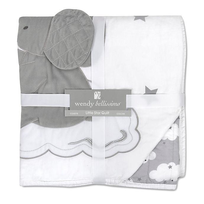 slide 2 of 3, Wendy Bellissimo Lil Elephant Quilt - White/Grey, 1 ct