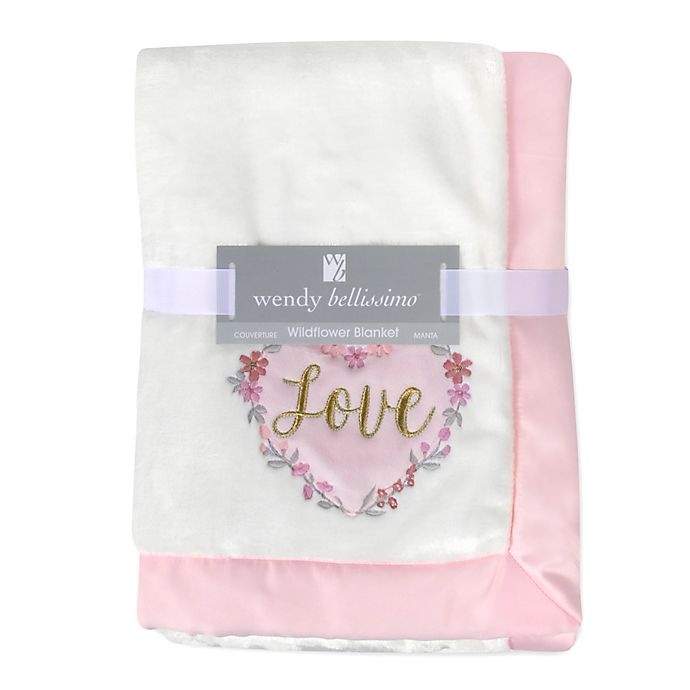 slide 2 of 4, Wendy Bellissimo Mix & Match Wildflower Plush Blanket - Creme/Pink, 1 ct