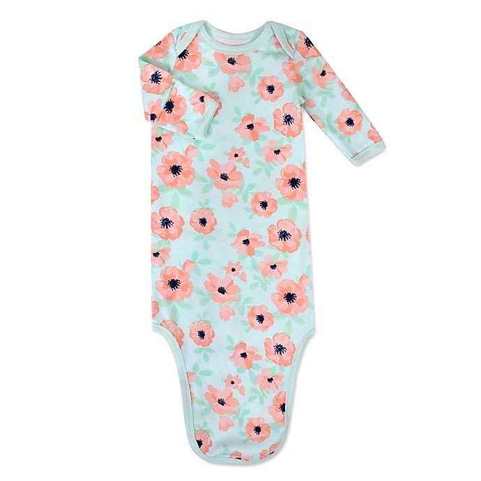 slide 3 of 4, Baby Essentials Newborn Floral Gown & Headband Set - Teal/Pink, 2 ct