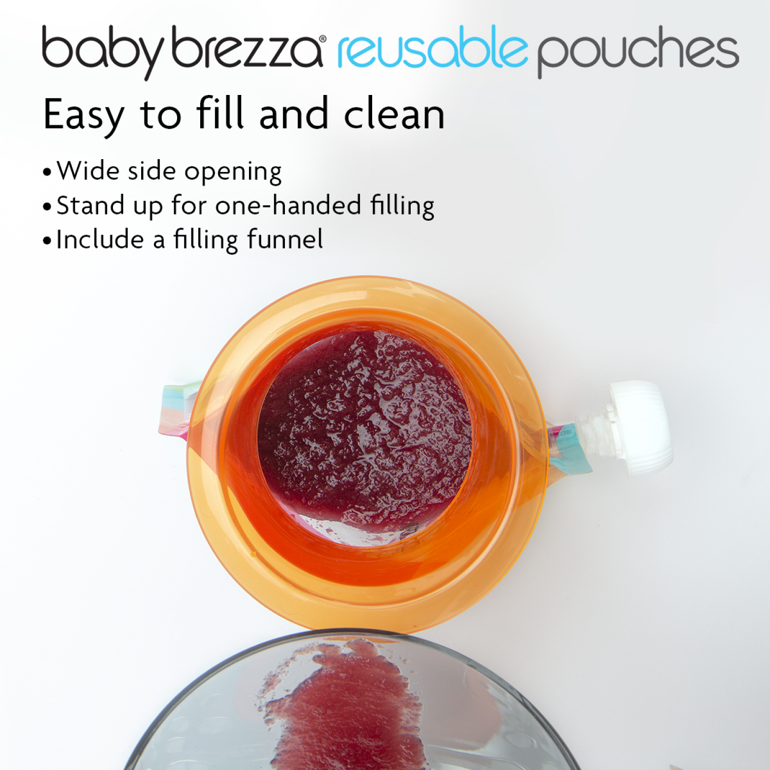 slide 3 of 5, Baby Brezza Reusable Food Pouches, 10 ct