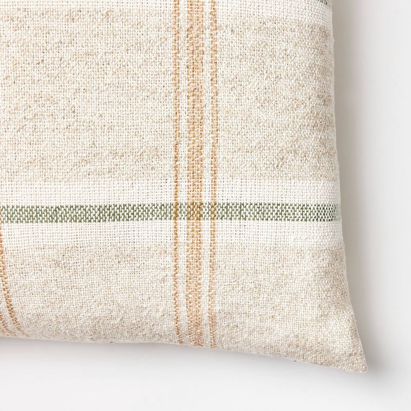 slide 2 of 4, Threshold designed w/Studio McGee Raised Striped Woven Plaid Throw Pillow Cream/Dark Tan/Sage - Threshold™ designed with Studio McGee, 1 ct