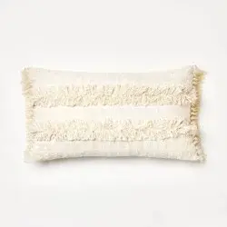 Threshold designed w/Studio McGee Oversized Woven with Frayed Detail Lumbar Throw Pillow Cream - Threshold™ designed with Studio McGee