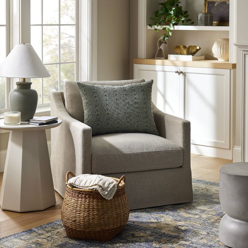 slide 2 of 4, Threshold designed w/Studio McGee Oversized Woven Striped Lumbar Throw Pillow Sage - Threshold™ designed with Studio McGee: Cotton, Indoor Use, Hidden Zipper, 1 ct