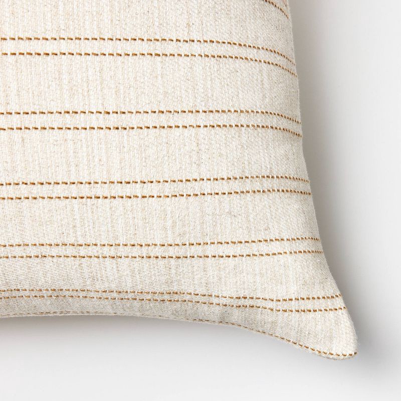 slide 3 of 5, Threshold designed w/Studio McGee Oversized Woven Striped Square Throw Pillow Neutral/Dark Tan - Threshold™ designed with Studio McGee: Cotton & Linen, Indoor Use, Zippered, 1 ct