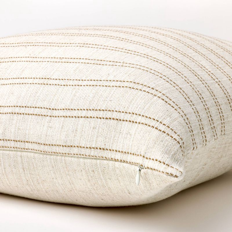 slide 4 of 5, Threshold designed w/Studio McGee Oversized Woven Striped Square Throw Pillow Neutral/Dark Tan - Threshold™ designed with Studio McGee: Cotton & Linen, Indoor Use, Zippered, 1 ct