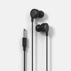 Wired Earbuds with Microphone - heyday™ Black Stylized: Built-In Mic, In-Ear Design