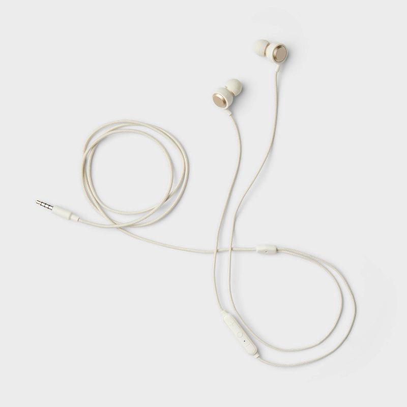 slide 2 of 3, Wired Earbuds with Microphone - heyday™ White Stylized: In-Ear Headphones 3.5mm Jack, 1 ct