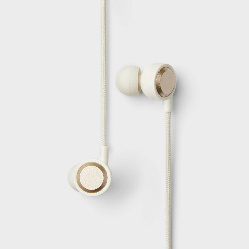 slide 1 of 3, Wired Earbuds with Microphone - heyday™ White Stylized: In-Ear Headphones 3.5mm Jack, 1 ct