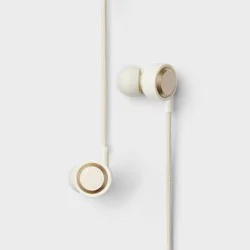 Wired Earbuds with Microphone - heyday™ White Stylized: In-Ear Headphones 3.5mm Jack