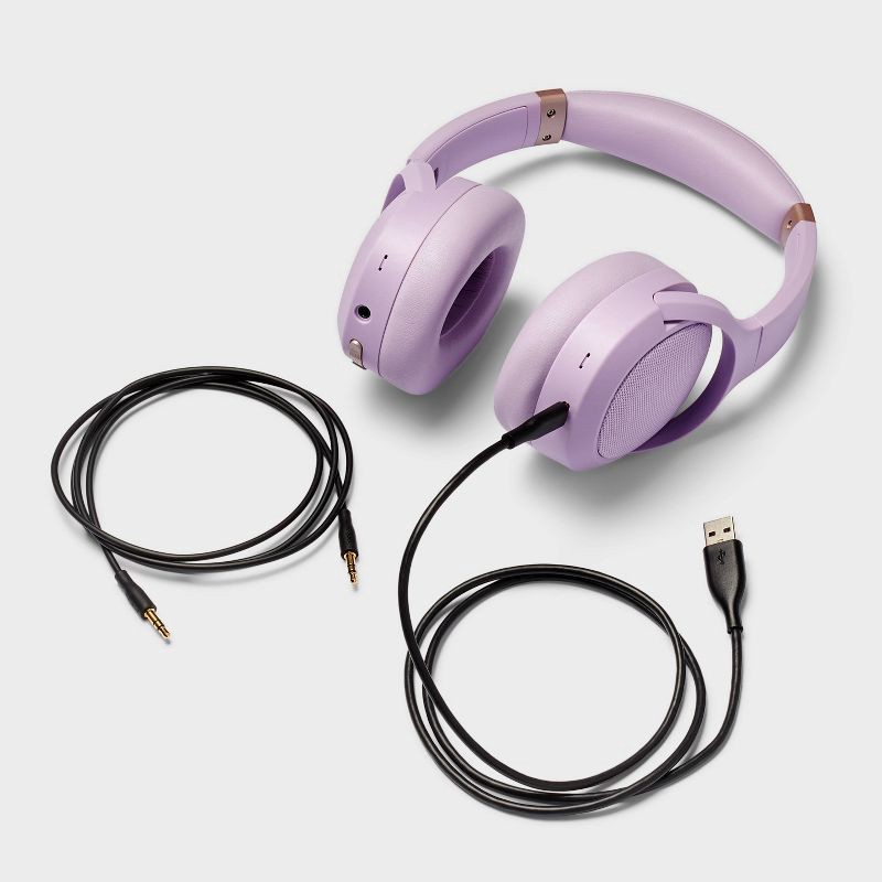 slide 2 of 4, Active Noise Cancelling Bluetooth Wireless Over-Ear Headphones - heyday™ Pastel Lavender: Hybrid Wired/Wireless, Adjustable Headband, 1 ct