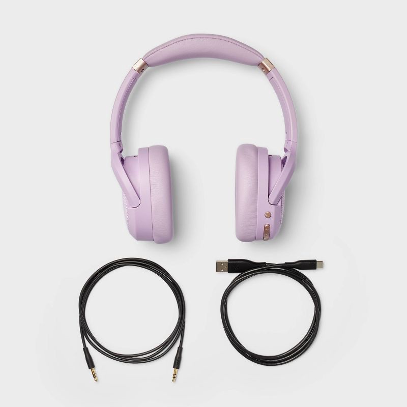 slide 4 of 4, Active Noise Cancelling Bluetooth Wireless Over-Ear Headphones - heyday™ Pastel Lavender: Hybrid Wired/Wireless, Adjustable Headband, 1 ct