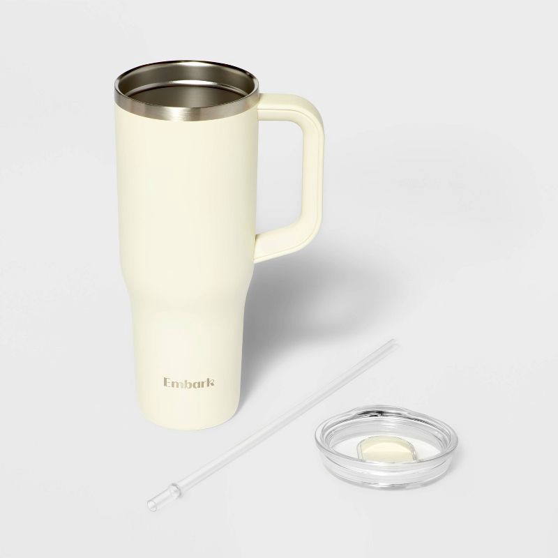 slide 2 of 3, 40oz Stainless Steel Straw Tumbler Cream - Embark™, 40 oz