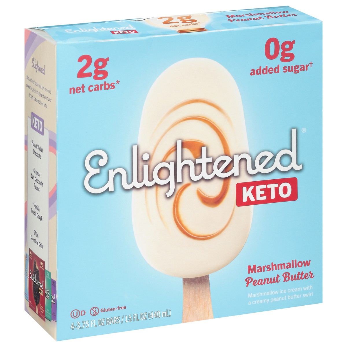 slide 3 of 9, Enlightened Keto Marshmallow Peanut Butter Ice Cream Bars 4 3.75 fl oz Box, 4 ct