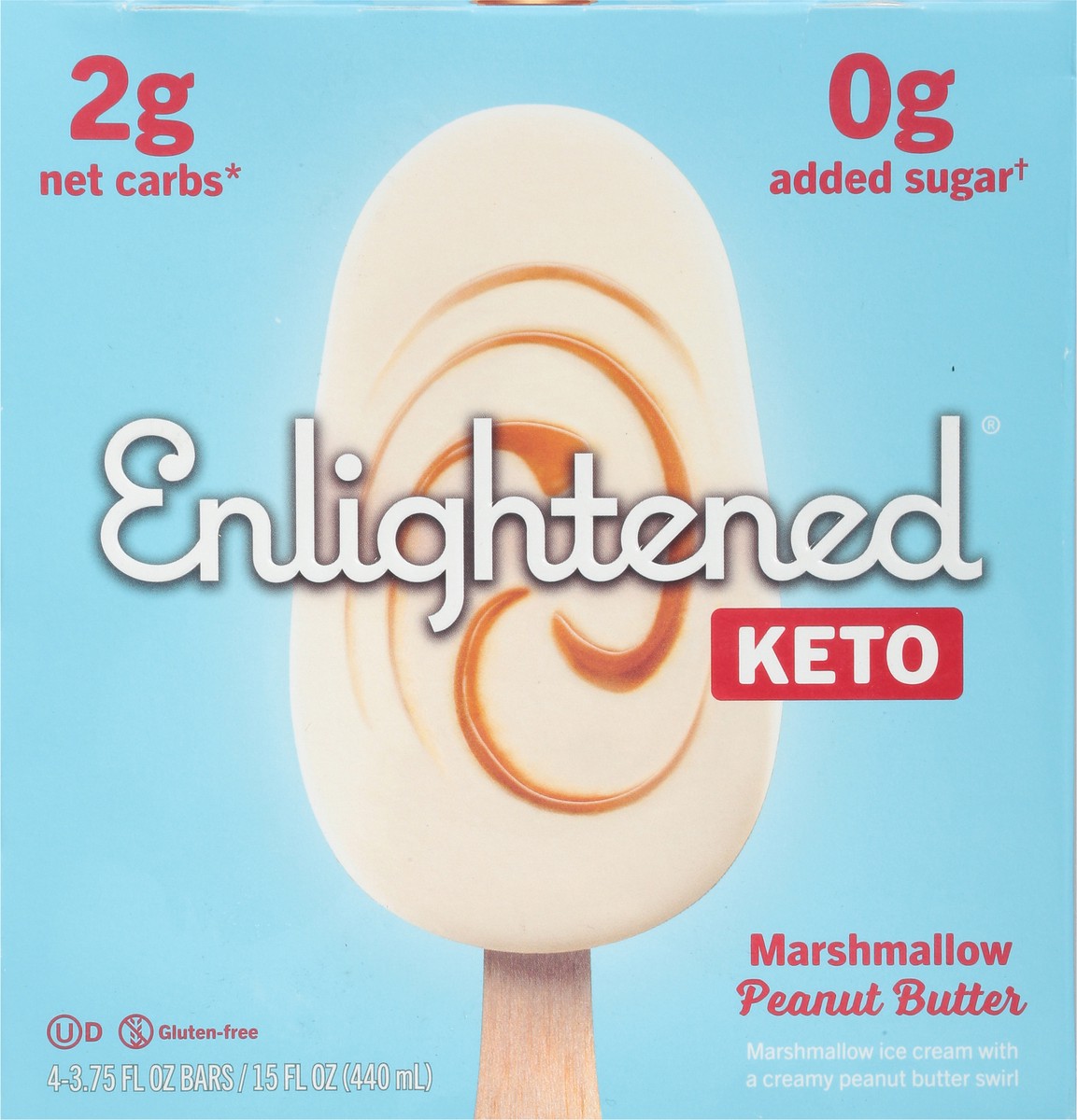 slide 1 of 9, Enlightened Keto Marshmallow Peanut Butter Ice Cream Bars 4 3.75 fl oz Box, 4 ct