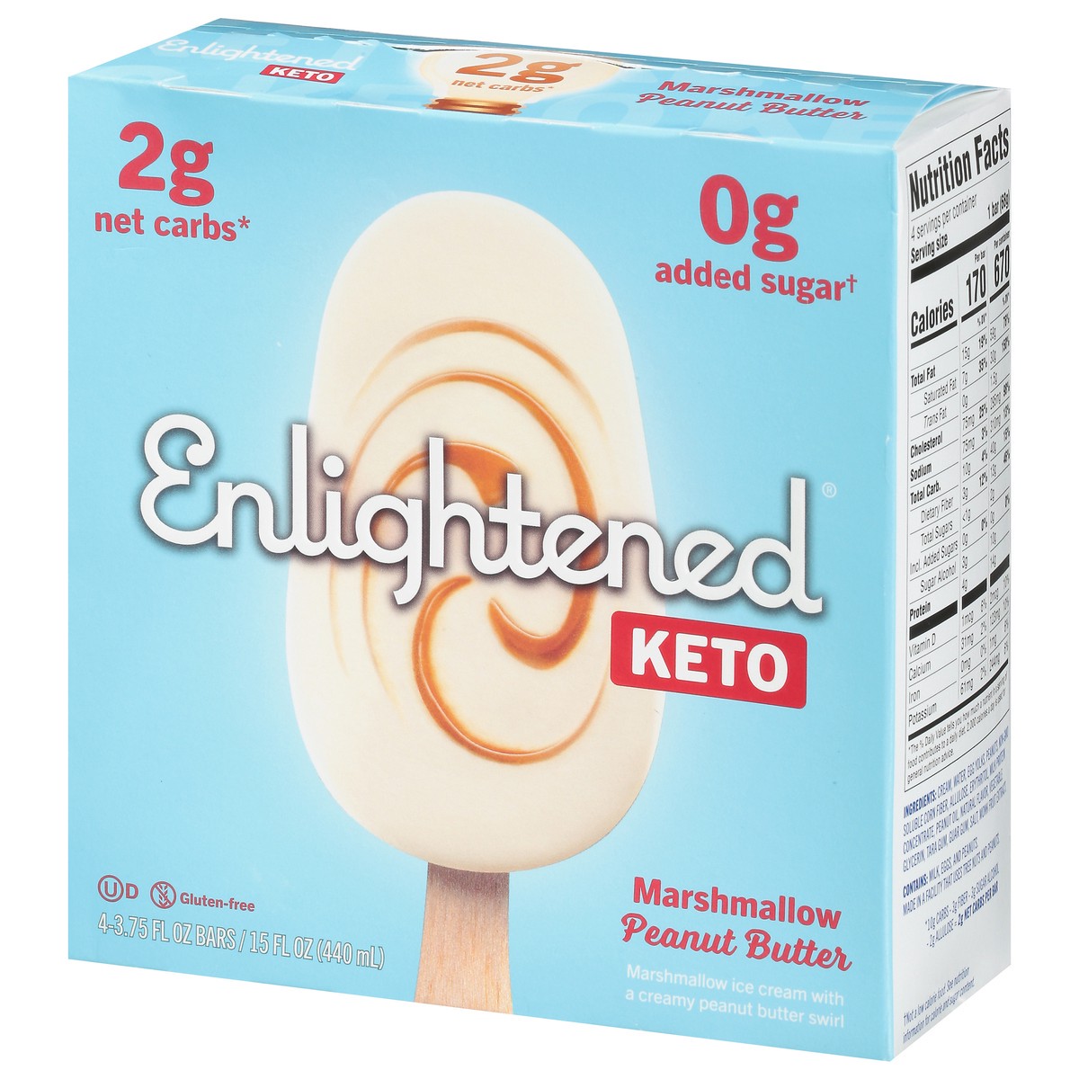 slide 7 of 9, Enlightened Keto Marshmallow Peanut Butter Ice Cream Bars 4 3.75 fl oz Box, 4 ct