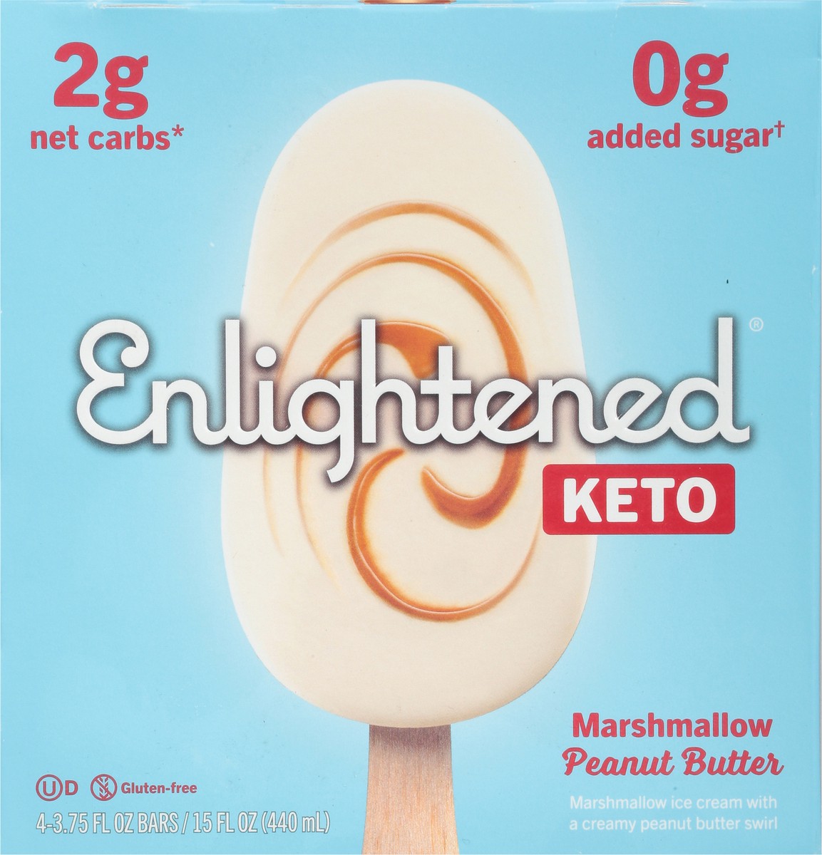 slide 2 of 9, Enlightened Keto Marshmallow Peanut Butter Ice Cream Bars 4 3.75 fl oz Box, 4 ct