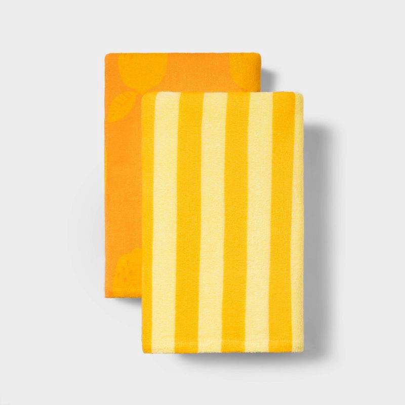 slide 2 of 4, 2pk Striped Beach Towels Orange - Sun Squad™, 2 ct