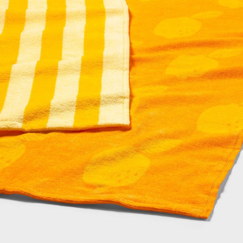 slide 3 of 4, 2pk Striped Beach Towels Orange - Sun Squad™, 2 ct