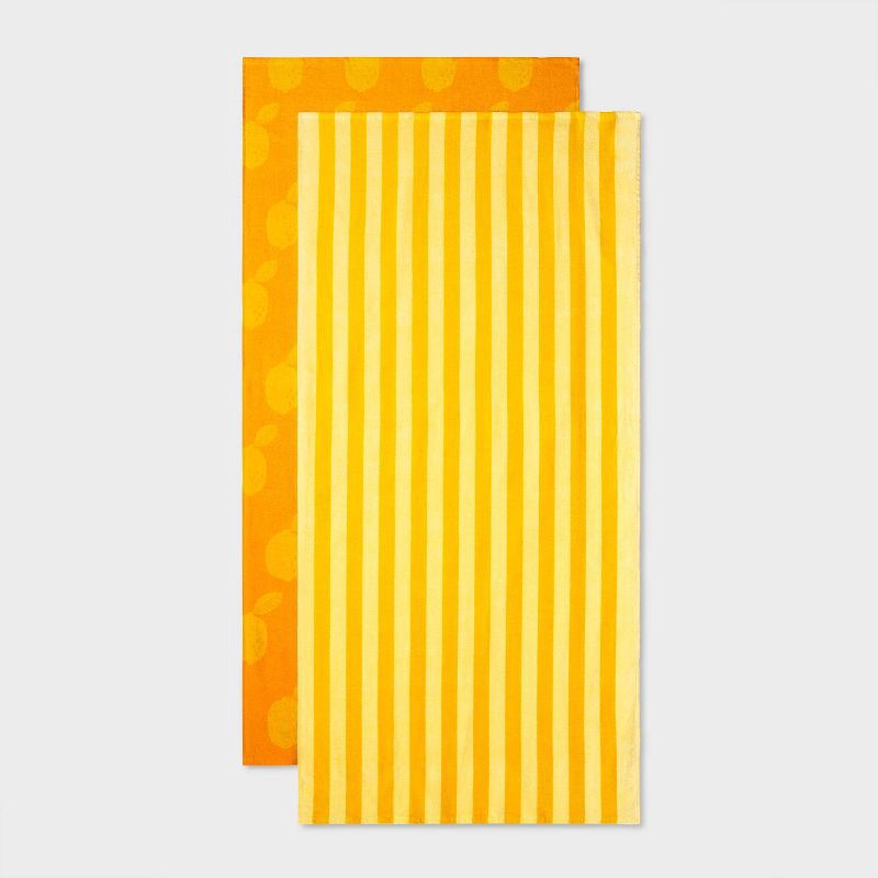 slide 1 of 4, 2pk Striped Beach Towels Orange - Sun Squad™, 2 ct