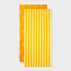 2pk Striped Beach Towels Orange - Sun Squad™