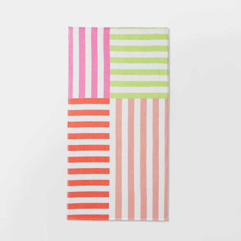 slide 1 of 3, Striped Beach Towel Pink - Sun Squad™, 1 ct